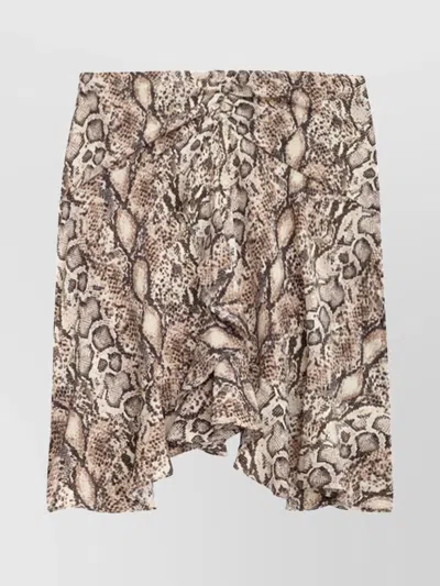 ISABEL MARANT PRINTED SILK MINI SKIRT WITH RUFFLED HEM