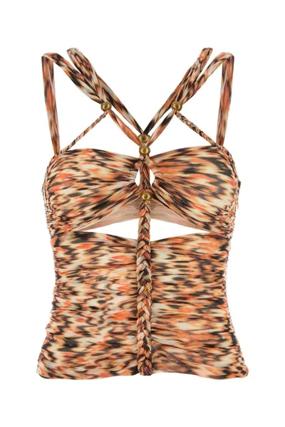Isabel Marant Printed Silk Revon Top In Brown