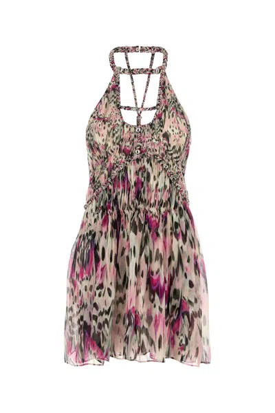 Isabel Marant Mini Abito Rozilda In Seta Stampata Donna In Multi
