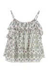 Isabel Marant Graphic-print Ruffled Camisole Top In Beige