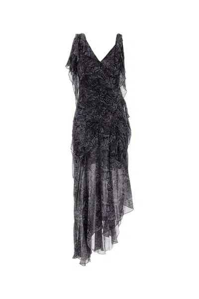 Isabel Marant Womens Faded Night Tylena Printed Ruffle-trim Silk Midi Dress In Multi
