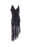 Isabel Marant Womens Faded Night Tylena Printed Ruffle-trim Silk Midi Dress In Black