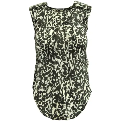 Isabel Marant Printed Sleeveless Blouse In Black Silk In Green