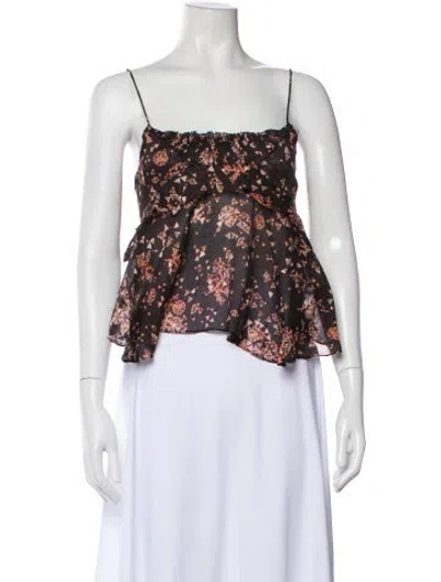 Pre-owned Isabel Marant Printed Square Neckline Top In Brown