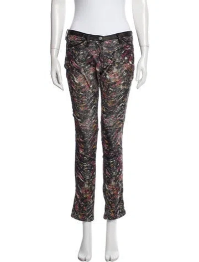 Pre-owned Isabel Marant Printed Straight Leg Pants In Black