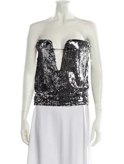 Pre-owned Isabel Marant Printed Strapless Crop Top W/ Tags In White
