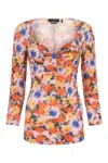 Isabel Marant Sweetheart Neck Floral Printed Velvet Top In 11or