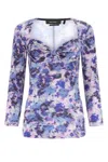 Isabel Marant Gubaia Blur Floral-print Bow-bustier Velvet Top In 86pe