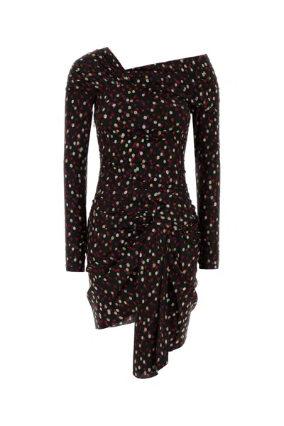 Isabel Marant Printed Stretch Silk Elara Mini Dress In Black