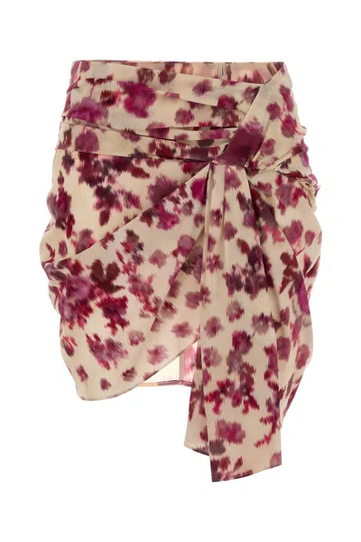 Isabel Marant Women Printed Stretch Silk Ovia Mini Skirt In Red