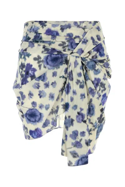 Isabel Marant Printed Stretch Silk Ovia Mini Skirt In White