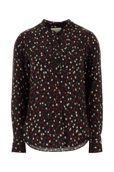 ISABEL MARANT PRINTED STRETCH SILK RUSAK SHIRT