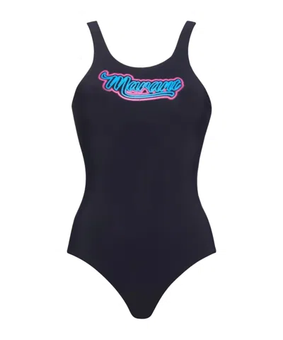 Isabel Marant Printed Swimsuit In Black