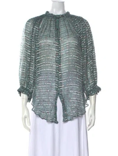 Pre-owned Isabel Marant Printed Three-quarter Sleeve Blouse In Green