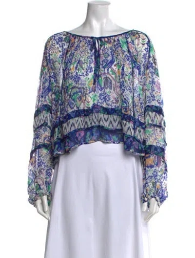 Pre-owned Isabel Marant Printed Tie Neck Blouse In Blue