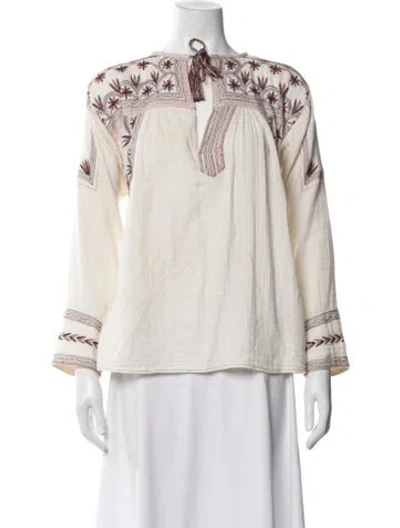 Pre-owned Isabel Marant Printed Tie Neck Blouse In Neutral