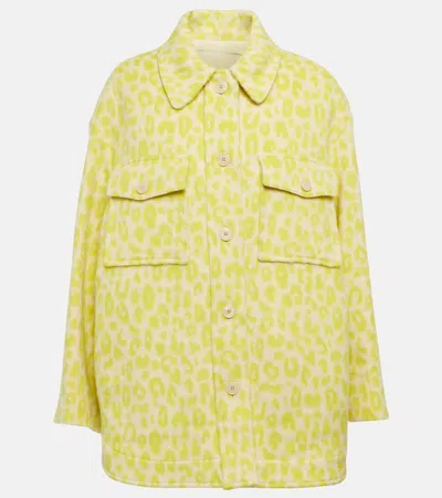 Isabel Marant Printed Virgin Wool Overshirt In Yellow