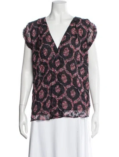Pre-owned Isabel Marant Printed V-neck Blouse In Black