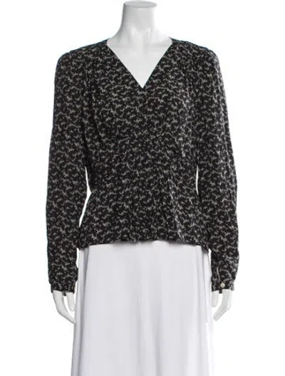 Pre-owned Isabel Marant Printed V-neck Blouse In Grey