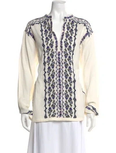 Pre-owned Isabel Marant Printed V-neck Blouse In Neutral