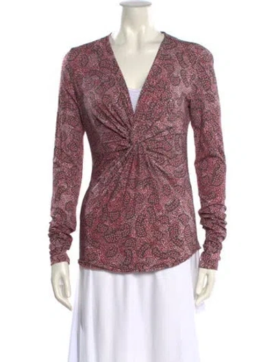 Pre-owned Isabel Marant Printed V-neck Blouse In Pink