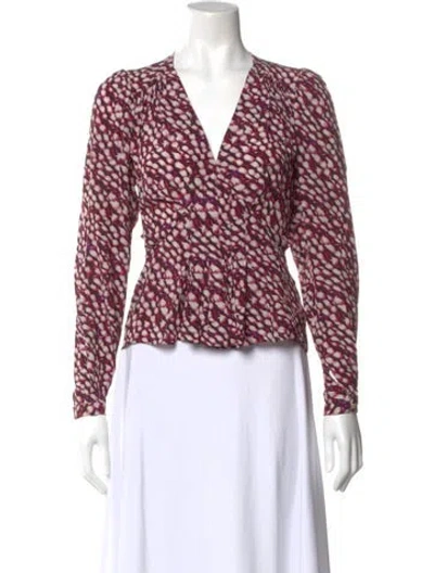 Pre-owned Isabel Marant Printed V-neck Blouse In Pink