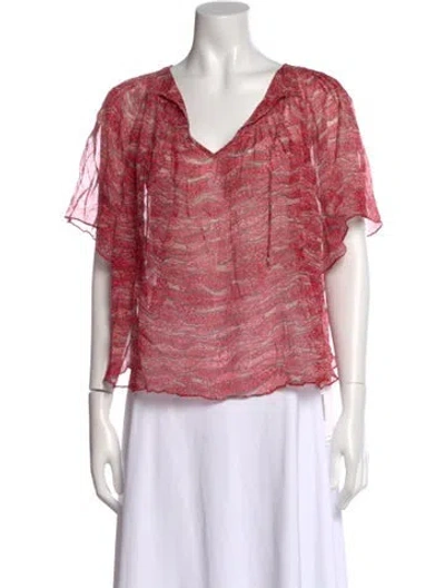 Pre-owned Isabel Marant Printed V-neck Blouse W/ Tags In Red
