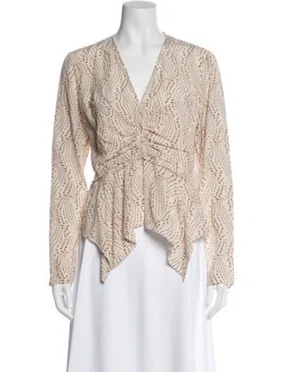 Pre-owned Isabel Marant Printed V-neck Blouse In White