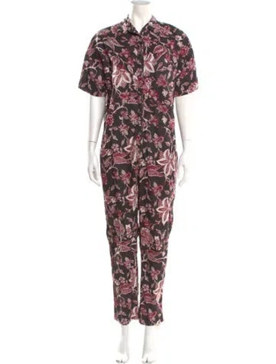 Pre-owned Isabel Marant Printed V-neck Jumpsuit In Brown
