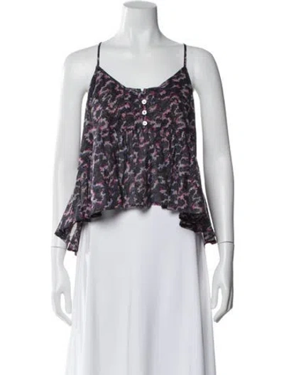 Pre-owned Isabel Marant Printed V-neck Top In Black
