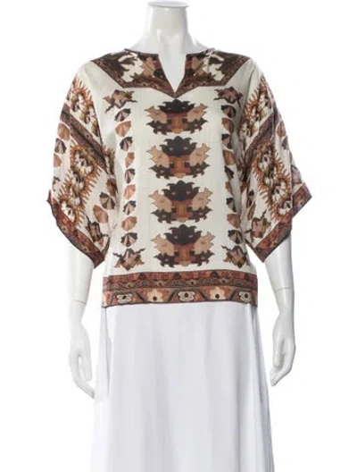 Pre-owned Isabel Marant Printed V-neck Top In White