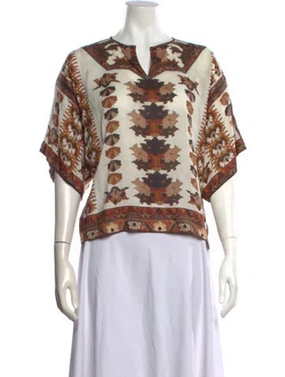Pre-owned Isabel Marant Printed V-neck Top In White