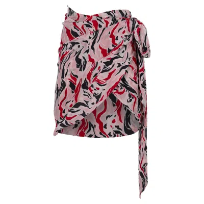 Isabel Marant Printed Wrap Skirt In Pink Silk