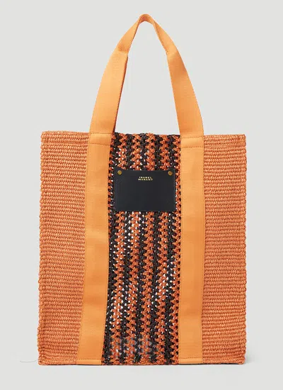 Isabel Marant Striped Woven Tote Bag In Orange