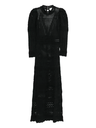 Isabel Marant Puff-sleeve Crochet Dress In Black
