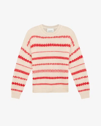 Isabel Marant Pullover Amory In Ecru And Red