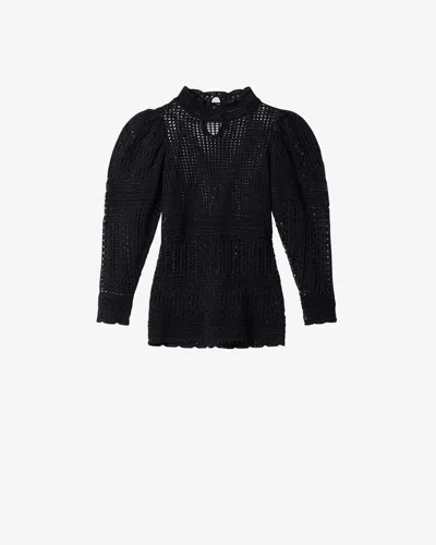 Isabel Marant Dahara Openwork Cotton Sweater In Black