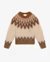 Isabel Marant Nicholas Oversize Fair Isle Mohair Blend Crewneck Sweater In Neutral