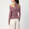 Isabel Marant Vonda Cold-shoulder Draped Top In Purple