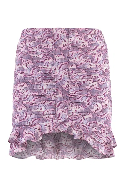 Isabel Marant Purple Asymmetrical Ruffled Silk Skirt For Women In Multi