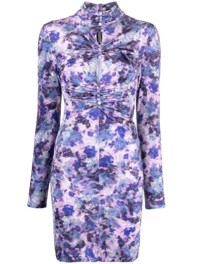 ISABEL MARANT PURPLE GRAM FLORAL PRINT MINI DRESS