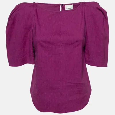 Pre-owned Isabel Marant Purple Linen Blend Fergyo Puff Sleeve Top S
