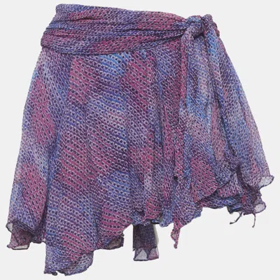 Pre-owned Isabel Marant Purple /pink Printed Silk Wrap Mini Skirt M