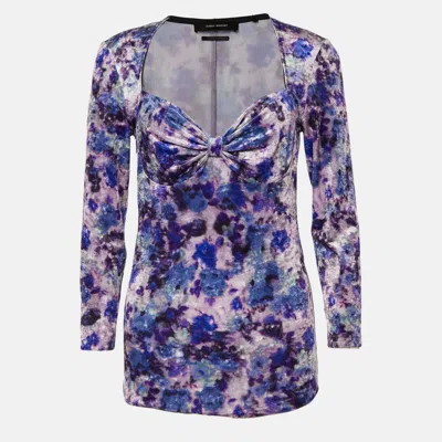 Pre-owned Isabel Marant Purple Printed Velvet Gubaia Top L