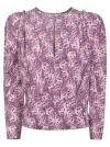 ISABEL MARANT PURPLE SILK BLEND ALL-OVER GRAPHIC PRINT TOP