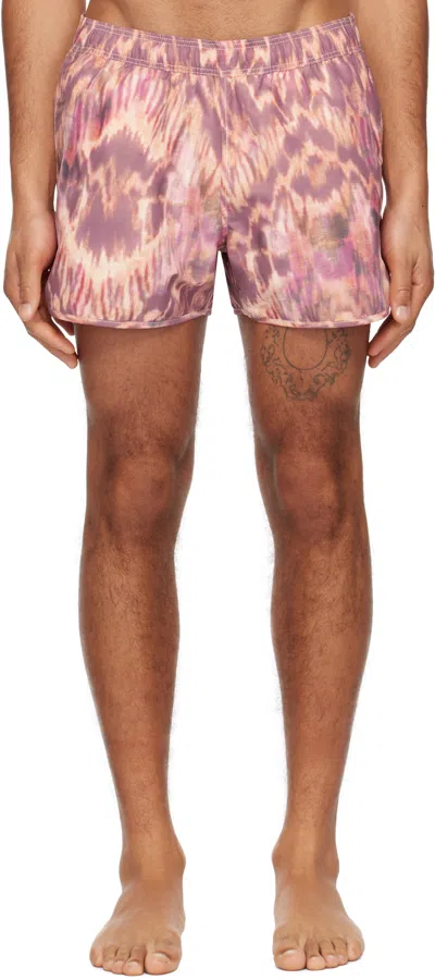 Isabel Marant Purple Vicente Swim Shorts In Bkoc/ Black/ Ochre