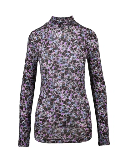 Isabel Marant Purple Viscose-blend Stretch Turtleneck In Gray