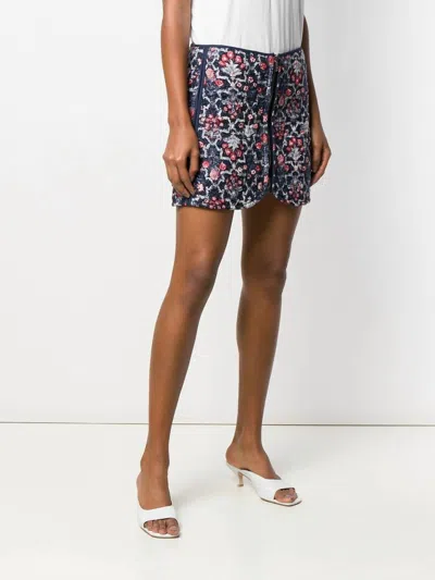 Isabel Marant Quilted Floral Print Front Zip Mini Skirt In Multi-color