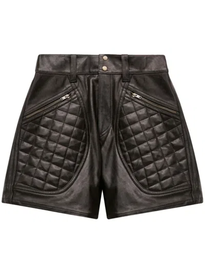 Isabel Marant Quilted Leather Shorts In Black