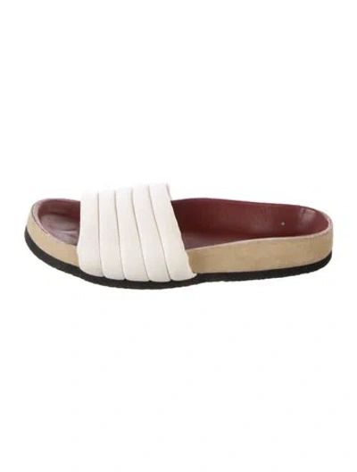 Pre-owned Isabel Marant Quilted Pattern Leather Slides In Neutral
